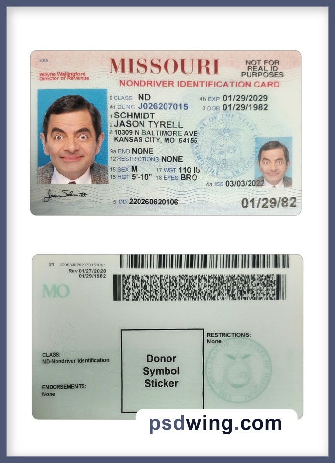 USA Missouri ID Card